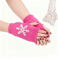 thumbnail image 1 of Casual Snowflake Print Knitted Fingerless Mittens For Winter Warmth And Fashion Comfort, 1 of 3
