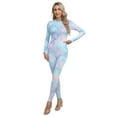 thumbnail image 2 of TiaoBug Womens Mermaid Full Body Jumpsuit Fish Scale Print Long Sleeve Yoga Unitard Leotard Type E XL, 2 of 7