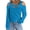 Blue, variant on Lovskoo Long Sleeve Shirts for Women Cusal Round Neck Cold Shoulder Lightweight Sweatshirts Solid Color Pullover Tops Khaki