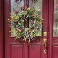 thumbnail image 5 of Spring Artificial Wildflower Wreath 20Inch Daisy Lavender Greenery Wreath Rustic Farmhouse Wreath Summer Wreaths for Front Door Spring Door Wreath for Front Door Wall Window Home Decor (20in), 5 of 7