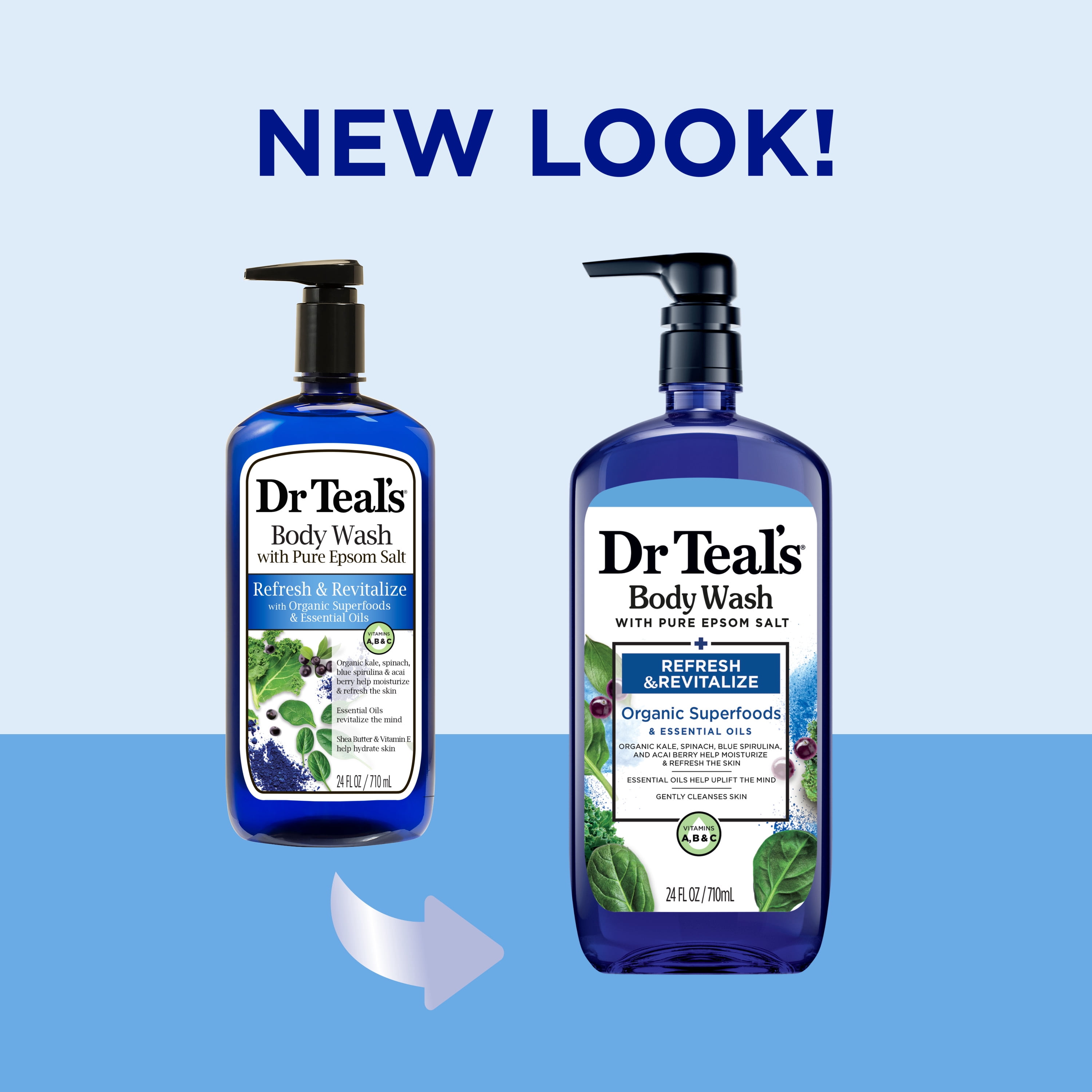 Dr Teal's Refresh & Revitalize Body Wash with Epsom Salt and Superfoods, 24 fl oz