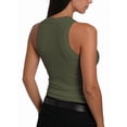 thumbnail image 5 of Women'S Sleeveless Racerback High Neck Casual Basic Ribbed Fitted Tank Top Green S, 5 of 6