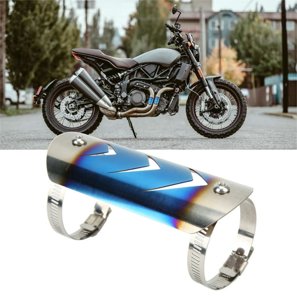 Protector de tubo de silenciador de escape cubierta de protección térmica de acero inoxidable Universal para motocicletaBluing Jadeshay A