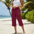 thumbnail image 5 of Delayuji Womens Capri Pant High Waisted Drawstring Elastic Comfy Straight Leg Short Pants Cropped Pant With Pockets, 5 of 7