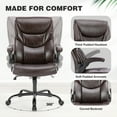 thumbnail image 4 of Yangming Executive Office&nbsp;Chair&nbsp;with&nbsp;Flip-up Arms, Ergonomic&nbsp;Back&nbsp;Support,&nbsp;High&nbsp;Back,&nbsp;&nbsp;PU Leather&nbsp;300lbs, Brown, 4 of 9