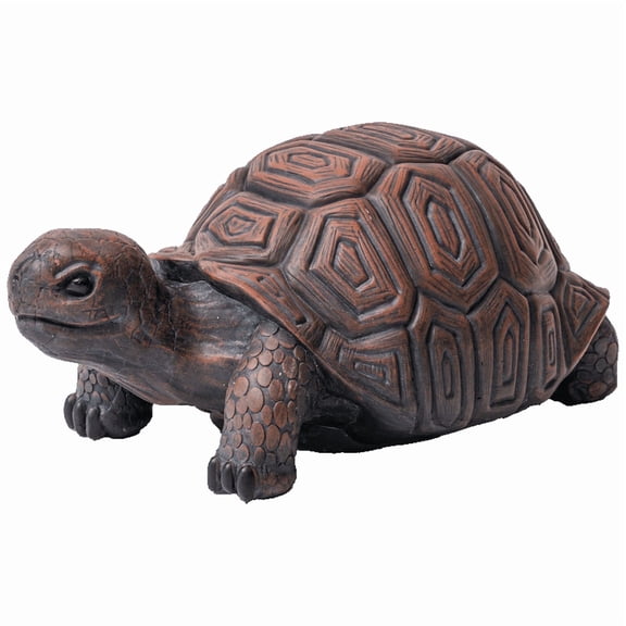XBrand 21.3"L Brown and Gray Concrete/MgO Walking Turtle Statue, Indoor or Outdoor Décor, Garden Décor, Turtle Statuary