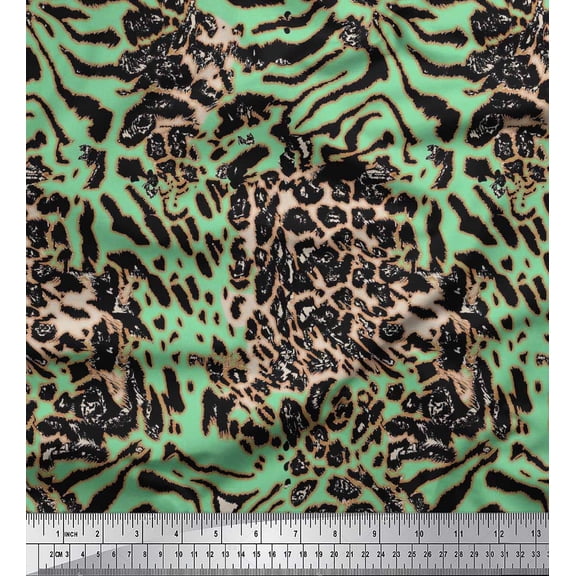 Soimoi Cotton Duck Fabric Leopard & Tiger Animal Skin Print Sewing Fabric Yard 42 Inch Wide