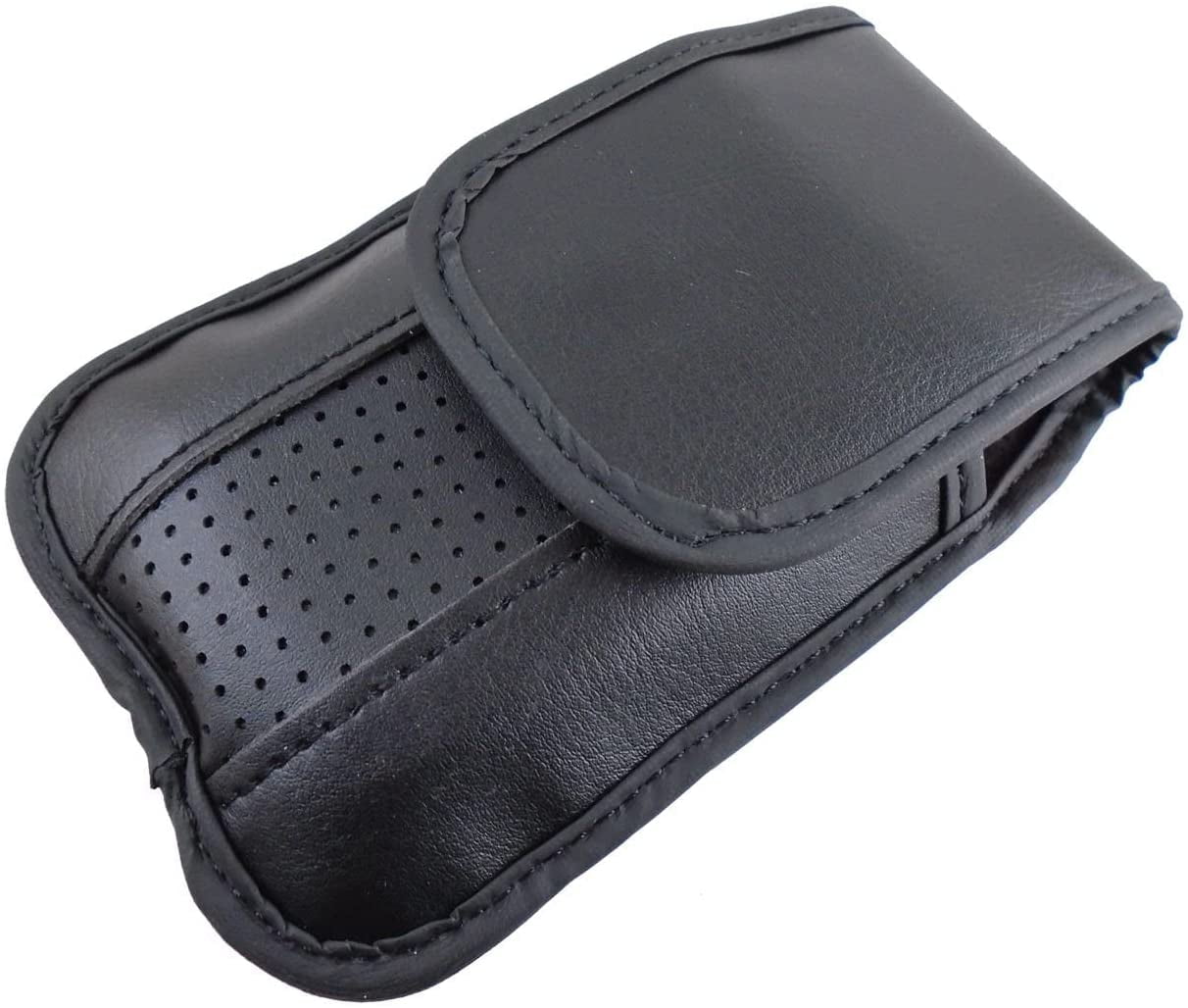 Black Leather Vertical Case with Pinch Clip fits Alcatel Jitterbug Flip Phone