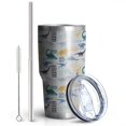 thumbnail image 2 of 30oz Colorful Cartoon Dinosaurs with Mixed Elements Pattern Tumblers Stainless Steel Tumbler with Lid and Straw,Vacuum Insulated Double Wall Travel Tumbler Cups Mug with Cleaning Brush for Coffee,Tea, 2 of 7
