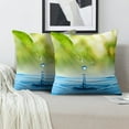 thumbnail image 2 of LALILO Throw Pillow Covers Water Drop Green Leaf Summer Fresh Rain Cushion Cover 18" x 18", 2 Pack, 2 of 6