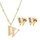 thumbnail image 1 of Juego Joyería Mujer, Collar Aretes Inicial Letras LuckyLy, Acero Inoxidable Baño de Oro 18k dorado UNITALLA, 1 of 6