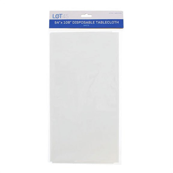 Lot45 White Plastic Tablecloths - 54 x 108 IN Disposable Table Covers, 12pk