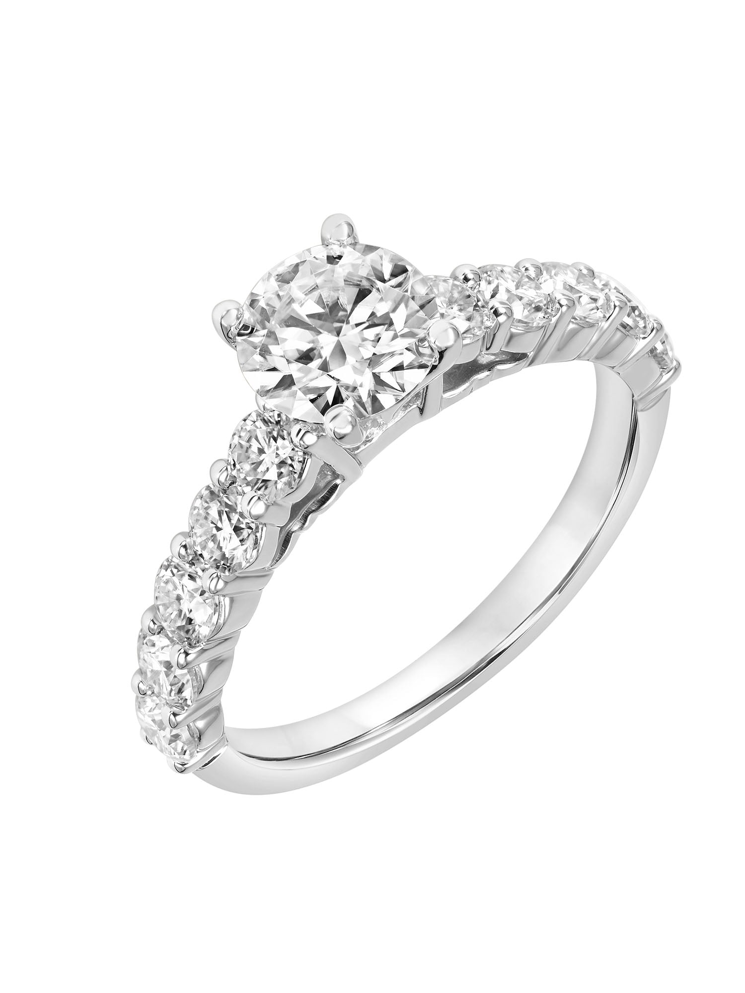 2 Carat DEW Round Moissanite Sterling Silver Engagement Ring
