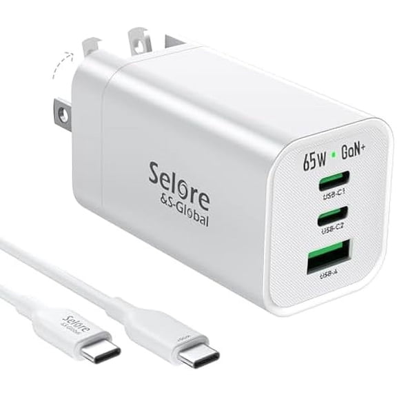 65W Fast Charger Plug GaN Foldable USB C Wall Charger with 100W USB C Fast Charging Cable, PPS PD3.0 USB C Wall Charger Block for MacBook Pro/Air iPad Samsung S23 S22 iPhone 15/14 Dell XPS Laptop
