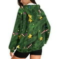 thumbnail image 2 of COEQINE Women's Oversized Hoodie Fashion Sweatshirts Fir Leaves Print Full Zipper Long Sleeve Jacket Christmas Candy and Stars Pattern Y2K Casual Wear Fall Tops with Pockets, XS, 2 of 7