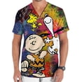 thumbnail image 4 of Uniforme de enfermera con estampado de dibujos animados de Snoopy, cuello en V, bolsillo, ropa de trabajo neutra, monos, uniformes médicos, clínica, 4 of 5