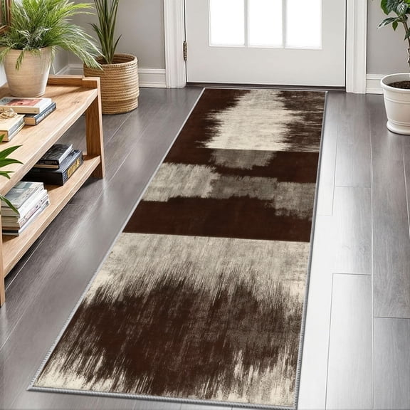 2x6 FT Kitchen Runner Rugs Non Skid Washable, Faux Wool Rug Runners for Hallways Bathroom Carpet Runner, Soft Indoor Modern Floor Rug for Entryway Laundry Room