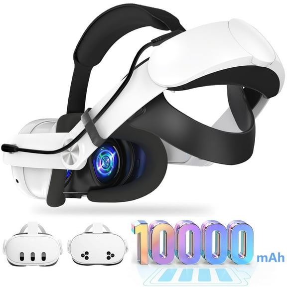 10000mAh Battery Head Strap for Meta Quest 3S/Quest 3, Rechargable Headstrap to Extend Playtime, Strap Replacement for Enhanced Comfort of VR Headset Accessories