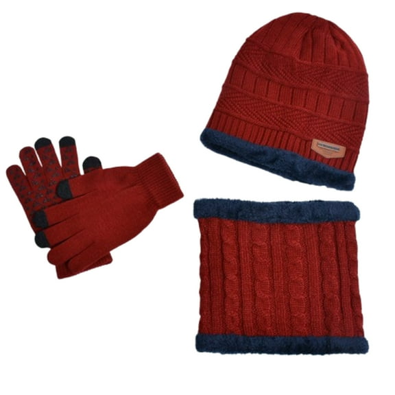 Lnzyyephy Beanie Gloves Scarf Set for Men Boys Winter Warm Knit Hat Gloves Scarf Set Cold Weather Accessories