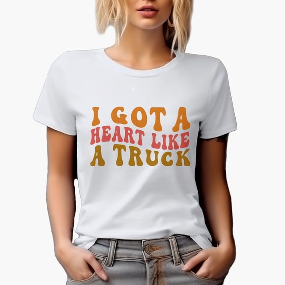 I Got a Heart Like a Truck, Being Resilient or Strong Quote, Groovy Retro Wavy Text Merch Gift, White T-Shirt, Small
