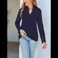 thumbnail image 4 of Blusa Elegante de Encaje con Cuello en V para Mujer, Larga, con Ojales, Estilo Floral para Fiestas. Azul Oscuro XL, 4 of 7