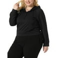 thumbnail image 4 of Agnes Orinda Women's Plus Size Hoodies Button Collar Drawstring Blouses Pullover Sweatshirts Long Sleeve Tops Shirts 2X Black, 4 of 6