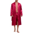 thumbnail image 1 of Bata de satén INSPIRE CHIC para hombres, pijama de manga larga, kimono, bata de ba?o, conjunto de ropa de dormir con pantalones cortos M rojo, 1 of 1