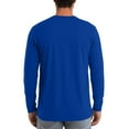 thumbnail image 4 of LNZGNM Blue Long Sleeve Shirt Men Casual Big and Tall Crew Neck Shirts Solid Plain Cotton Blend Tshirt Lightweight Loose Fit Pullover Tee, Blue S, 4 of 9