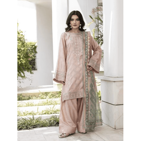 Women Pakistani Farshi Shalwar Suit 3 Pc Jora Light Powder Rose Pink Embroidered Stunning Eid Wedding Ramadan Dewali Indian Size Medium M New