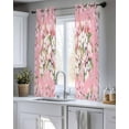 thumbnail image 5 of Pink Orchid Flowers Sheer Curtains 45 Inch Length 2 Panels Set for Living Room/Bedroom, Vintage Floral Leaves Plants Spring Kitchen Curtains Grommet Semi-Sheer Curtains Window Treatments 42"x45"x2, 5 of 7