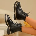 thumbnail image 6 of Dasayo Ankle Ladies Boots Black Chunky Low Heel Lace up Motorcycle Slip on Side Zip Boots Shoes Women 36, 6 of 9