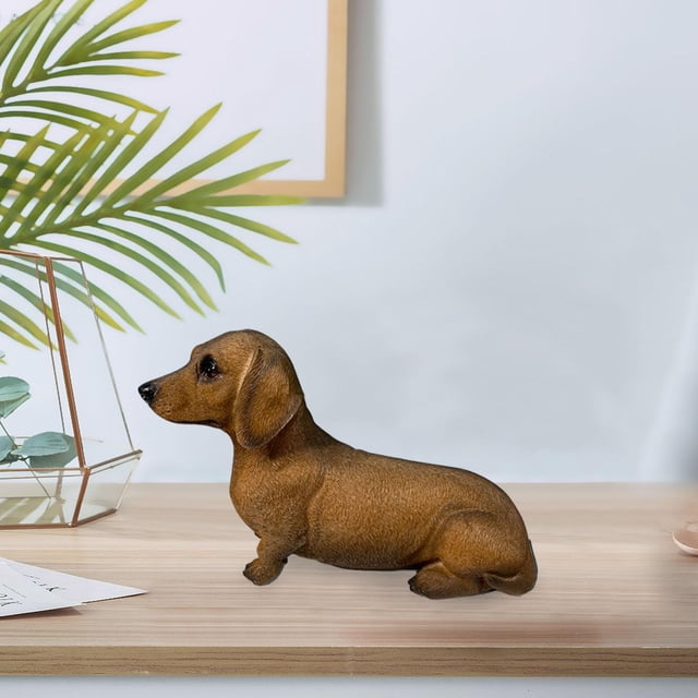 Estatua de perro salchicha Macarena Figura de perro de resina coleccionable 175 cm x 65 cm x 115 cm