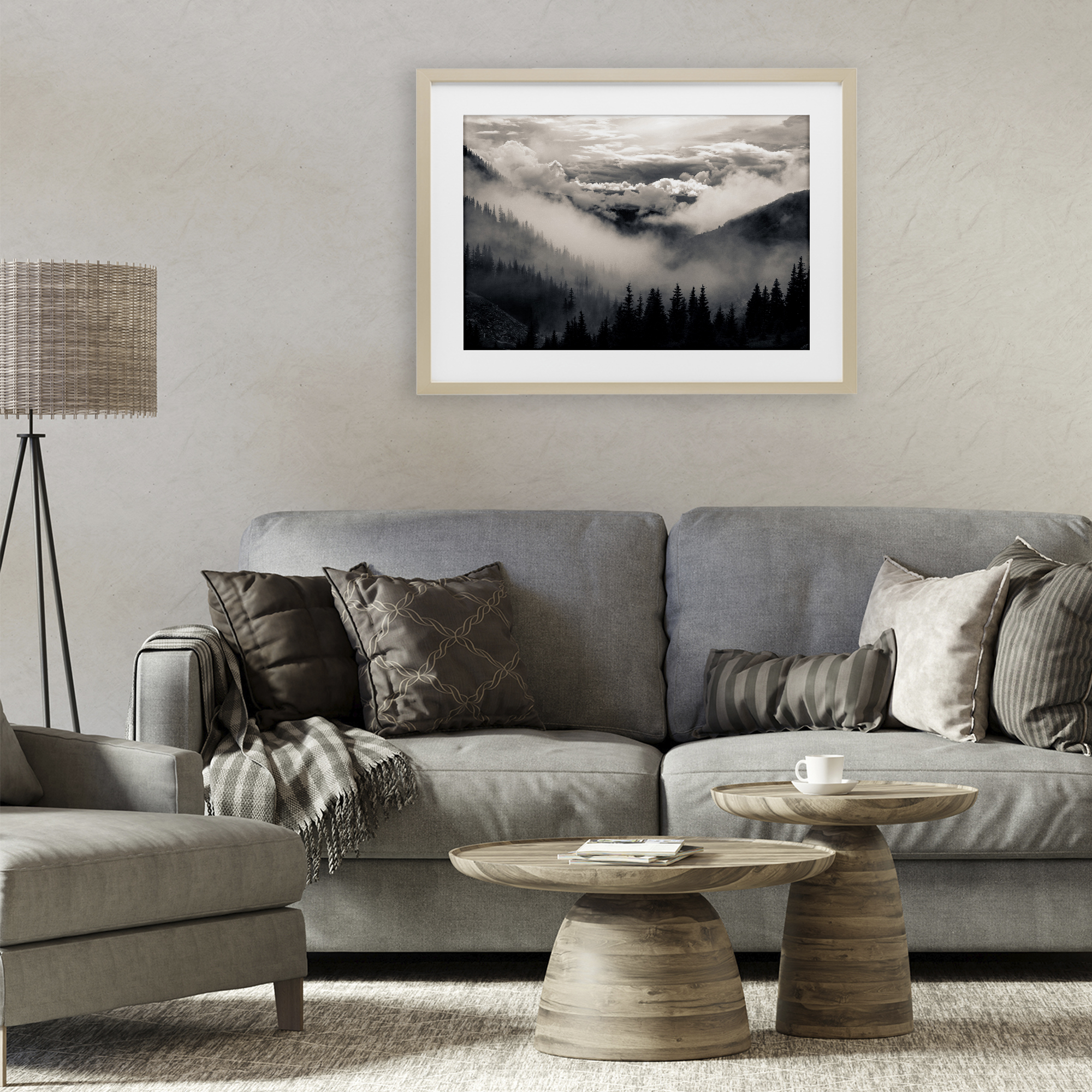 Billowing Fog Atmosphere Birch Framed Print Under Glass, design by Decent Exposures