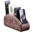 thumbnail image 2 of YAPISHI Support de Télécommande en Cuir Marron Tout-en-un avec 5 Compartiments Table de Chevet Lecteur Multimédia de Bureau Caddy de Rangement pour Téléphone Portable, 2 of 4