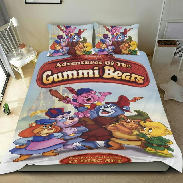 Aventuras de los Osos Gummi Conjunto de sábanas temático, trío de piezas, cómodo y amigable con la piel, diseño único, regalo de decoración para el hogar para familiares, amigos y fans,173cm *218cm