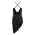 thumbnail image 7 of Lace Trendy Trim Satin Women Tank Top V Neck Silk Sexy Camisole Tops Asymmetrical Backless Spaghetti Strap Cami Tops Casual Summer Outfits Womens Tops Date Night Slip Dresses 2026 Black L, 7 of 7