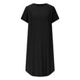 thumbnail image 5 of Wowcloth Women's Fashion Temperament Solid Color Short Sleeve Square Neck Cake Dress, 5 of 9