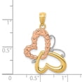 thumbnail image 3 of 14k Two-tone Gold & Rhodium Butterfly & Hearts Pendant, 3 of 3