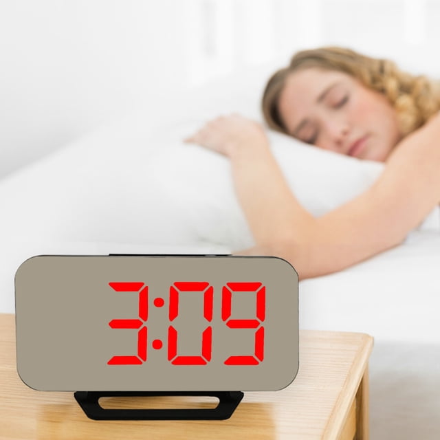 EGNMCR Creative New Student Children's LED Digital Electronic Clock Mirror Wall Clock USB Mobile Phone Charging Calendar Alarm Clock, Gift
