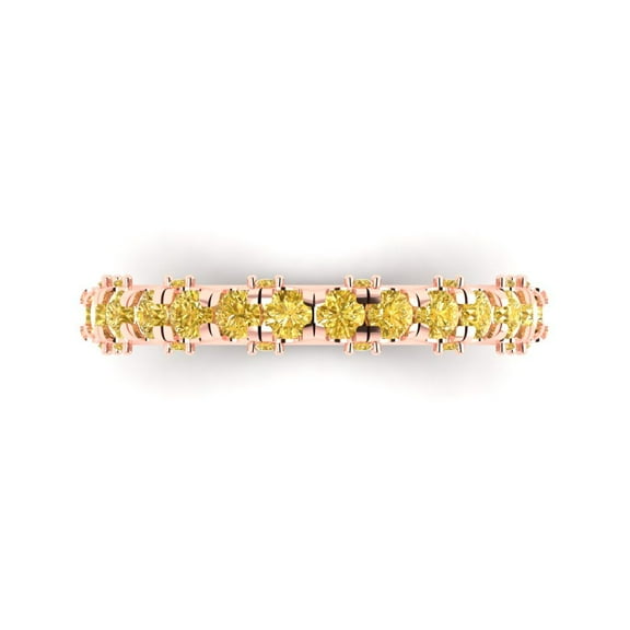 3.13 ctw Wedding Band for Women - 18K Rose Gold Simulated Yellow Diamond Stackable Eternity Ring