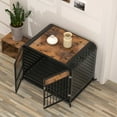thumbnail image 4 of Demi Bonn 40" Heavy Duty Indestructible Dog Crate Furniture, Escape Proof Dog Cage Kennel with Lockable Wheels, High Anxiety Double Door, Removable Tray, Brown, 4 of 9