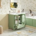 thumbnail image 3 of Harper & Bright Designs 36" Bathroom Vanity with Sink, Modern Bathroom Cabinet Freestanding with Drawers, Wood Bathroom Storage Cabinet with Glass Doors, Green, 3 of 14
