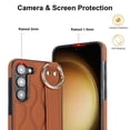 thumbnail image 4 of Allytechgroup Galaxy S23 Case with Keychain, Luxury Girly PU Leather Back Cover Bracket Stand Shockproof Bumper Drop Proof Phone Case Cover for Samsung Galaxy S23, Brown, 4 of 8