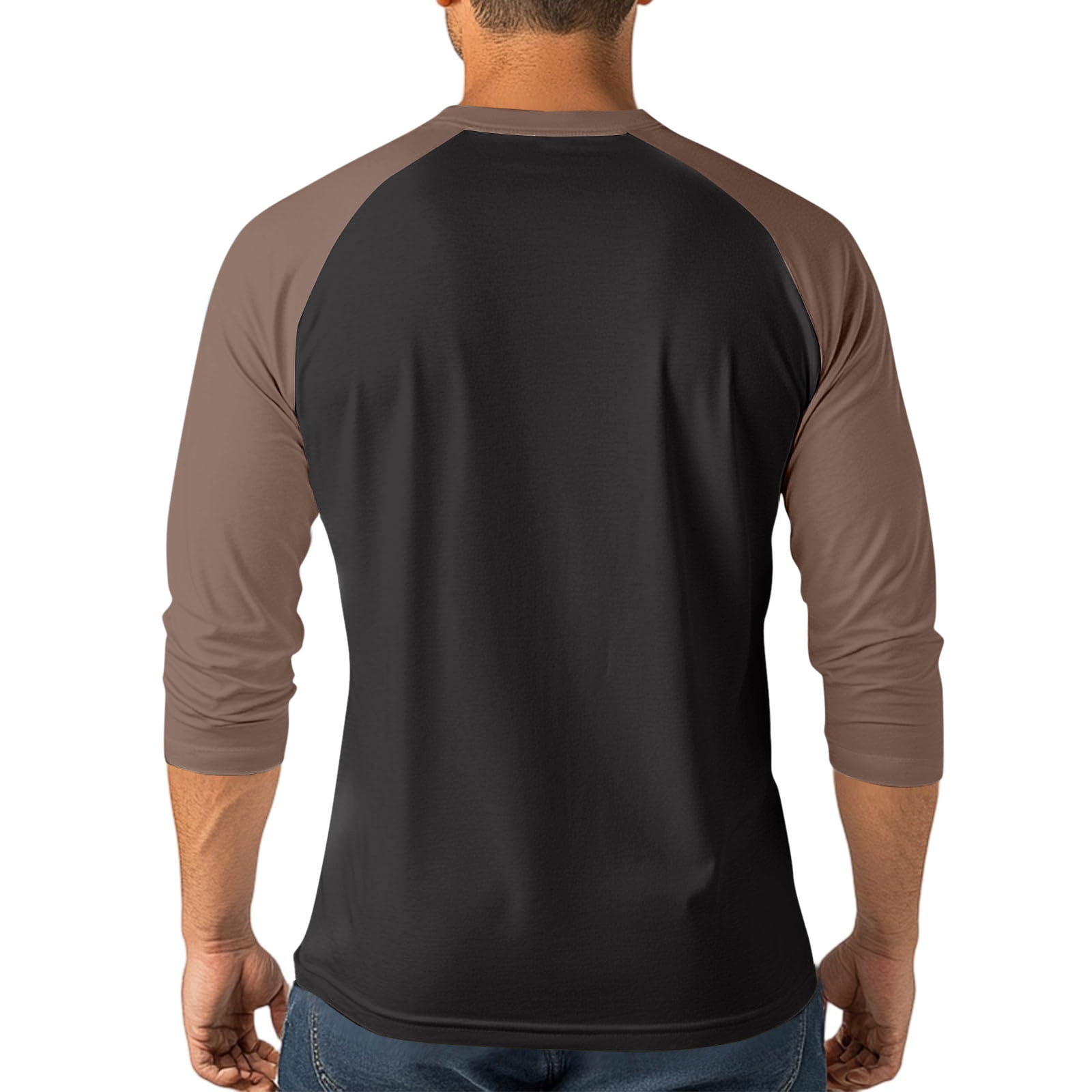 AnuYalue Mens Big and Tall Henley Shirts Lightweight 3/4 Sleeve Baseball T-Shirt Fashion Color Block Tee Fall Winter Athletic Tops