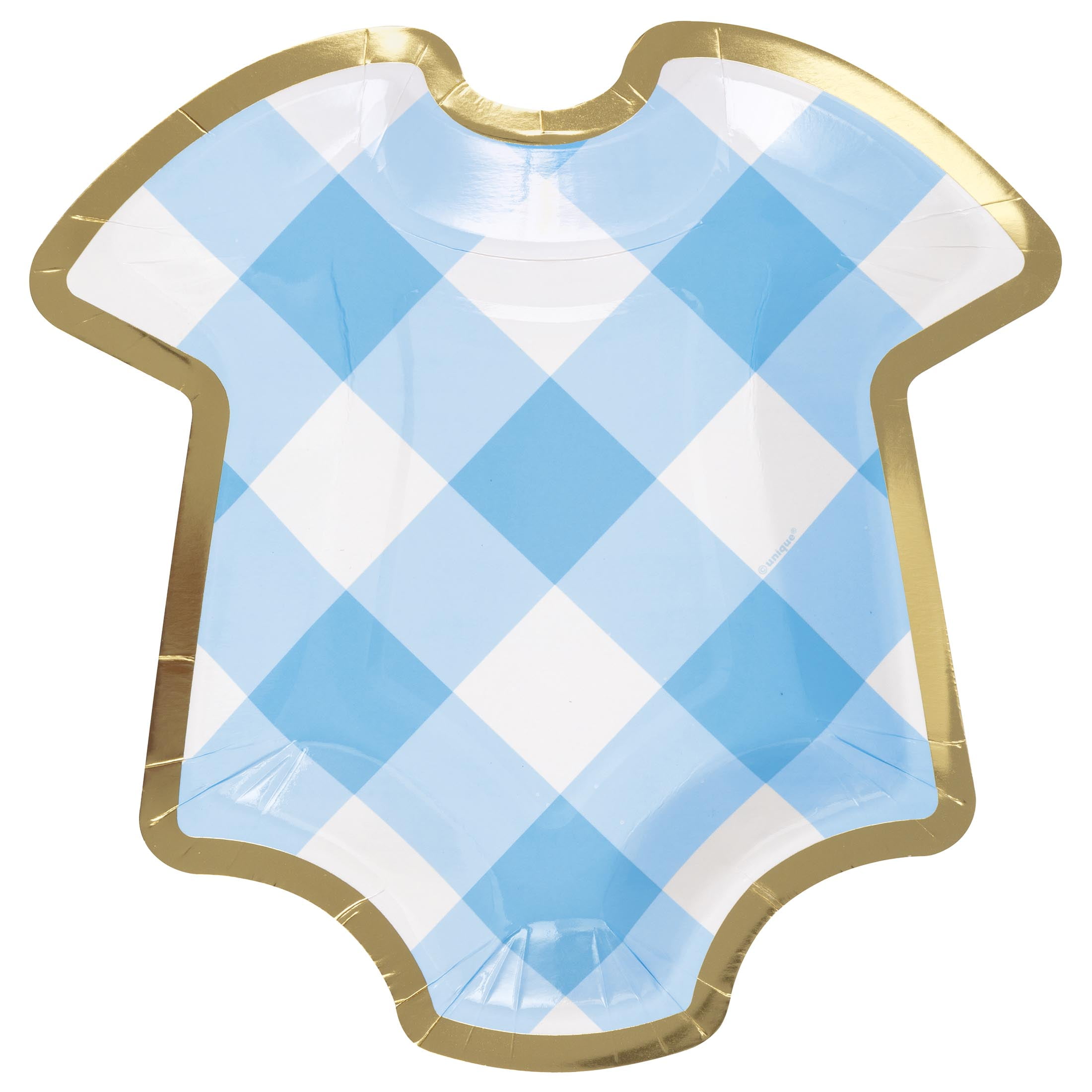 Plaid Blue Onesie Baby Shower Paper Dessert Plates, 8.25in, 10ct