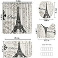 thumbnail image 5 of 4Pcs Paris Eiffel Tower Shower Curtain Sets Bathroom Set Decor with Non-Slip Rugs Bath U-Shaped Mat Toilet Lid Cover Waterproof Vintage Word Art Bathroom Curtains Shower Set with 12 Hooks, 5 of 7