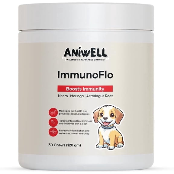 Aniwell ImmunoFlo: A New Age Natural Solution for Allergies & Immunity, Powered by Astragalus Root & Flaxseed C3 – Promotes Seasonal Allergy Relief, Gut & Digestive Health – Soft Chews