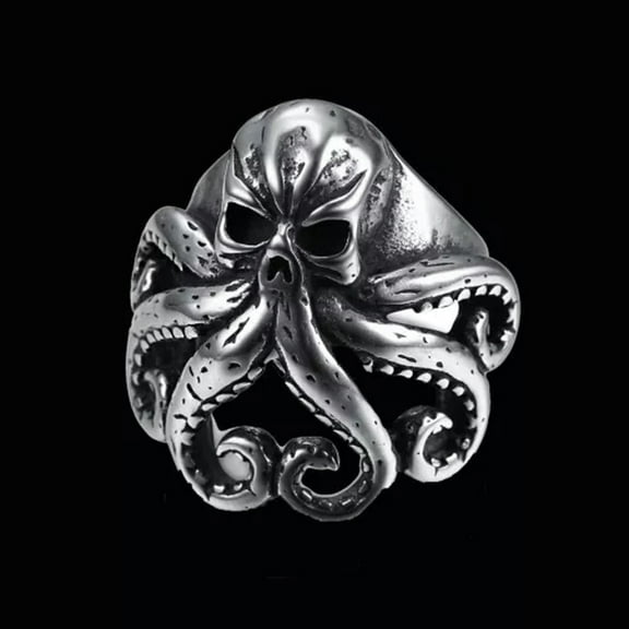 K-KED Men's Powerful Octopus Ring Stainless Steel Vintage Tentacle Rings Punk Biker-11