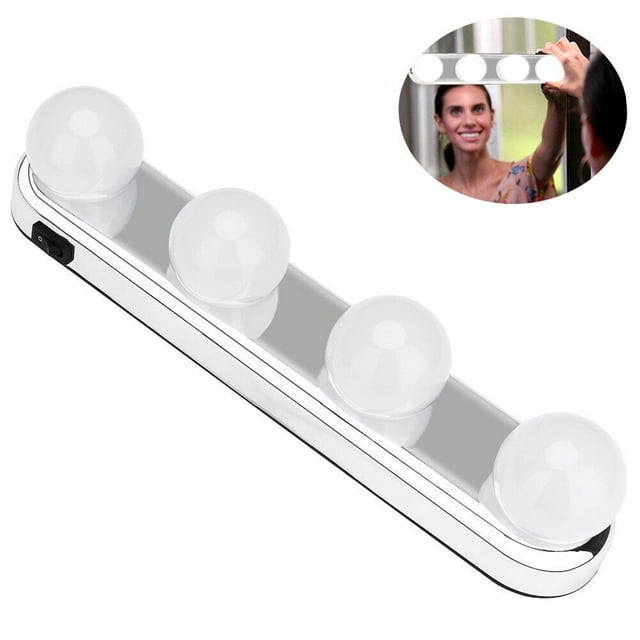 Ezonedeal 4LED Bulbs Mirror Lights Hollywood Style Makeup Dressing Table Battery Powered