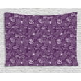 thumbnail image 1 of Purple Tapestry, Floral Pattern with Vintage White Butterflies and Flowers on Violet Background, Wall Hanging for Bedroom Living Room Dorm Decor, 60W X 40L Inches, White Eggplant, by Ambesonne, 1 of 2
